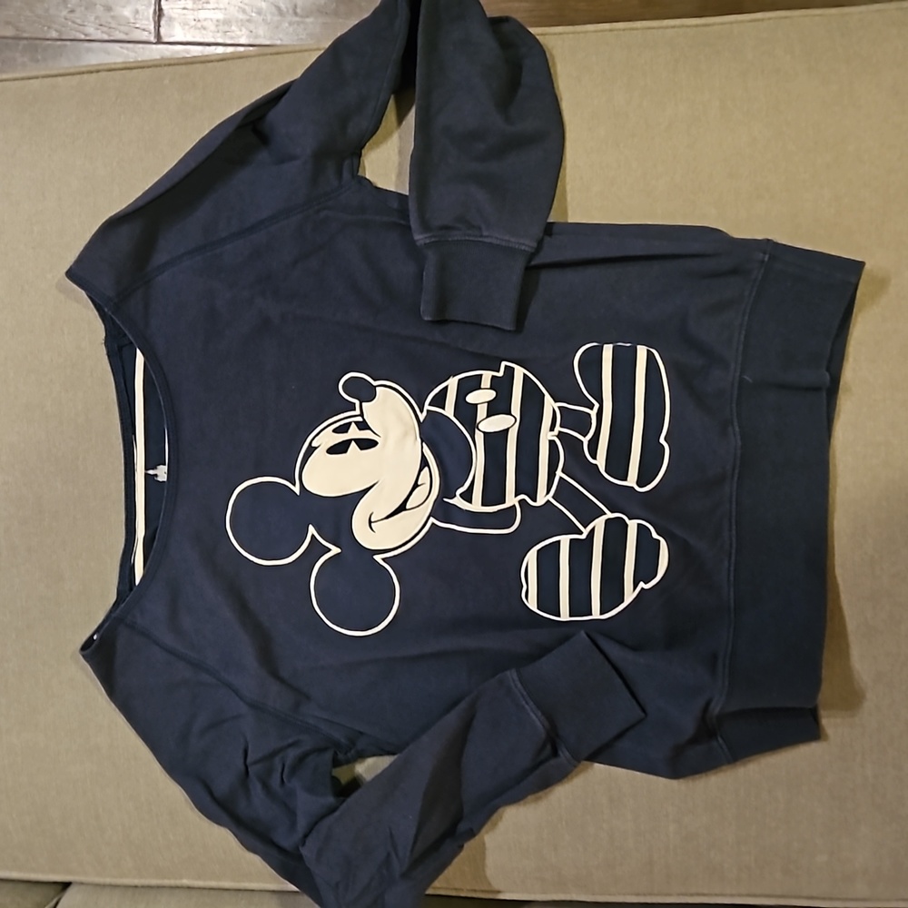 Mickey Mouse - Disney Parks - Blue & Off-White Stripe Sweatshirt XS